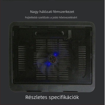 Notebook hűtőalap (V19, 1 ventilátor, légköri hűtés, kb. 0,3 kg)