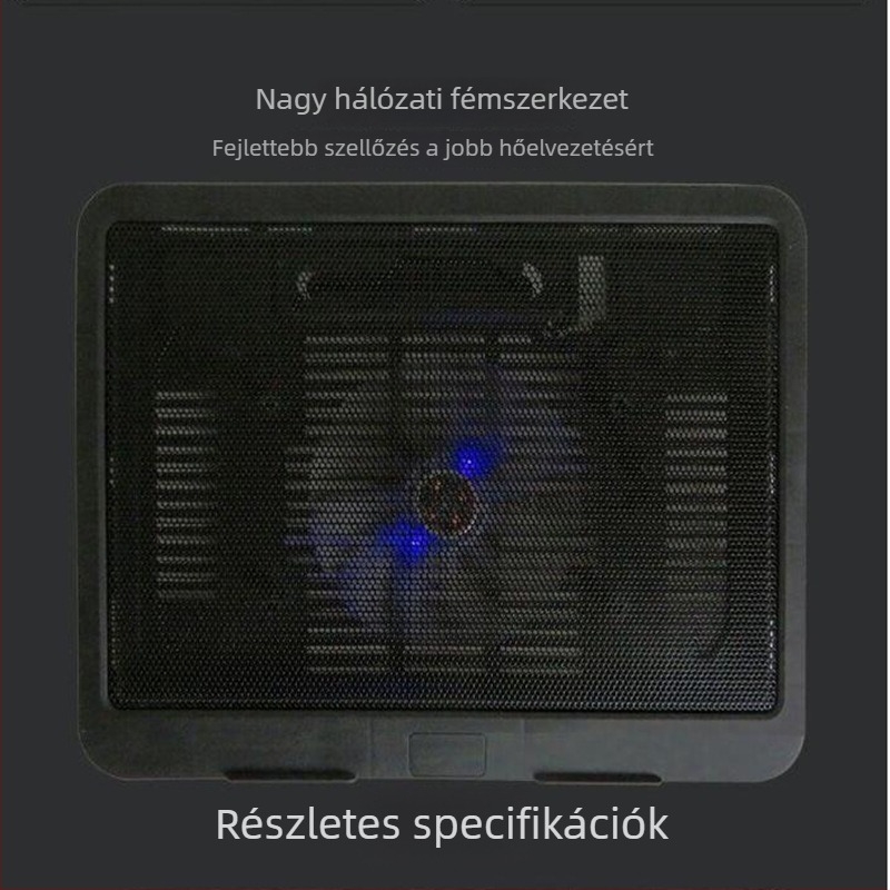 Notebook hűtőalap (V19, 1 ventilátor, légköri hűtés, kb. 0,3 kg)
