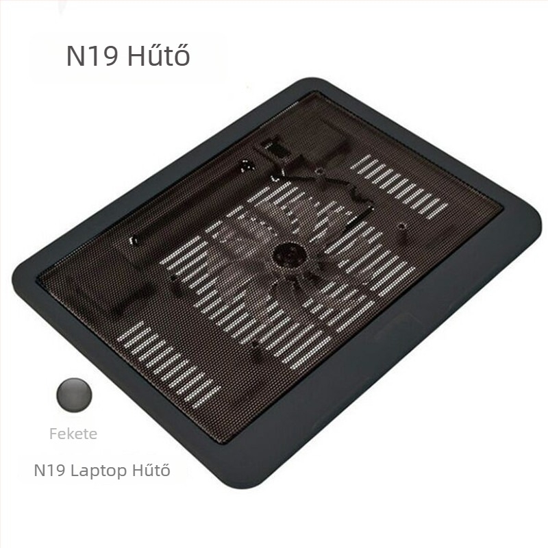 Notebook hűtőalap (V19, 1 ventilátor, légköri hűtés, kb. 0,3 kg)