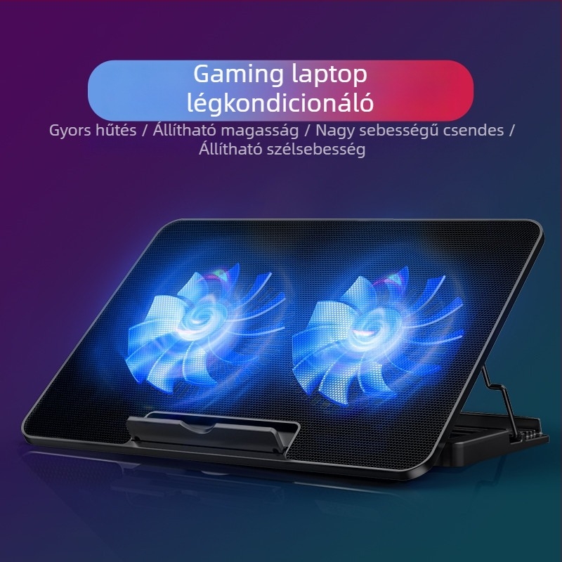 Notebook hűtőalap (V19, 1 ventilátor, légköri hűtés, kb. 0,3 kg)