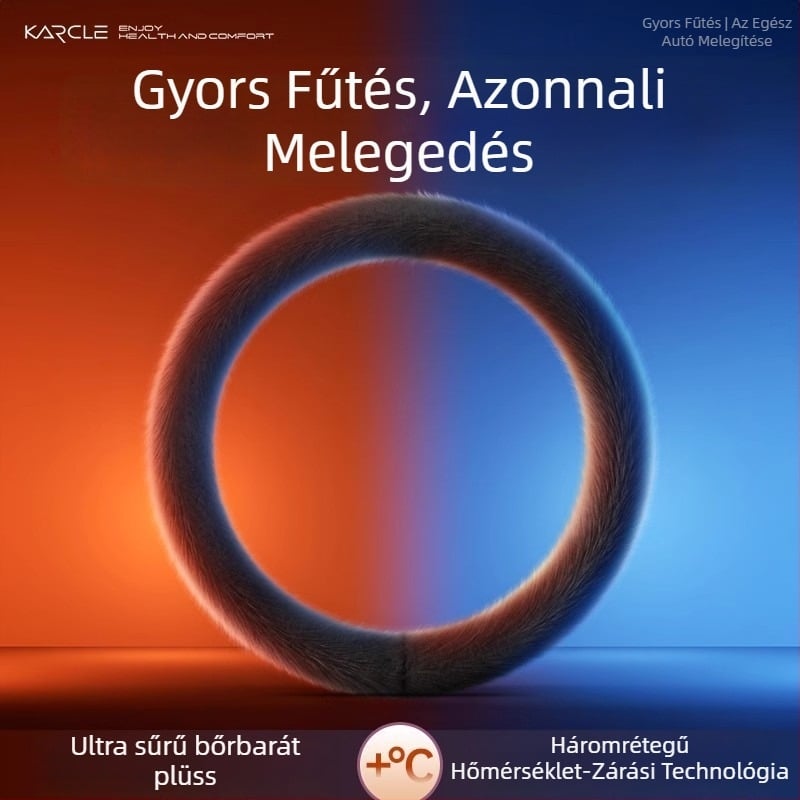 Téli plüss kormányvédő, fűthető, univerzális autókhoz, gyors felmelegedés