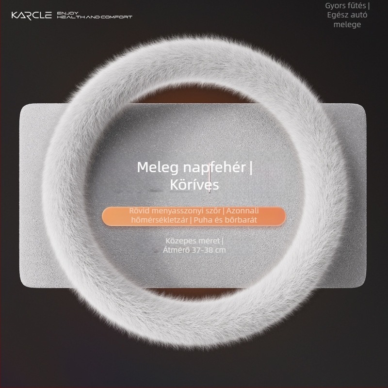 Téli plüss kormányvédő, fűthető, univerzális autókhoz, gyors felmelegedés