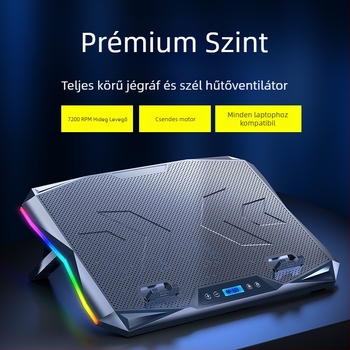 Laptophűtő állvány (S02 modell, légáramú hűtés, műanyag kivitel, 50–100 cm-es kábel)