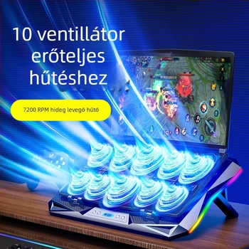 Laptophűtő állvány (S02 modell, légáramú hűtés, műanyag kivitel, 50–100 cm-es kábel)