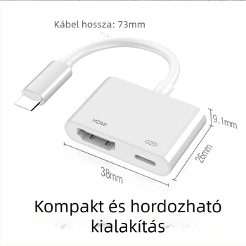 Akinno HDMI-adapter mobiltelefonhoz – videó rögzítés, 1080P, HDMI osztó 1x2, 10 cm rézmagos kábel