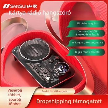 Könnyen használható Bluetooth FM rádió, idősek számára, hordozható, digitális kijelző és felvételi funkció, modell F21, ABS ház.