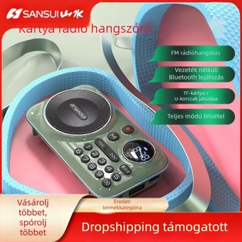 Könnyen használható Bluetooth FM rádió, idősek számára, hordozható, digitális kijelző és felvételi funkció, modell F21, ABS ház.