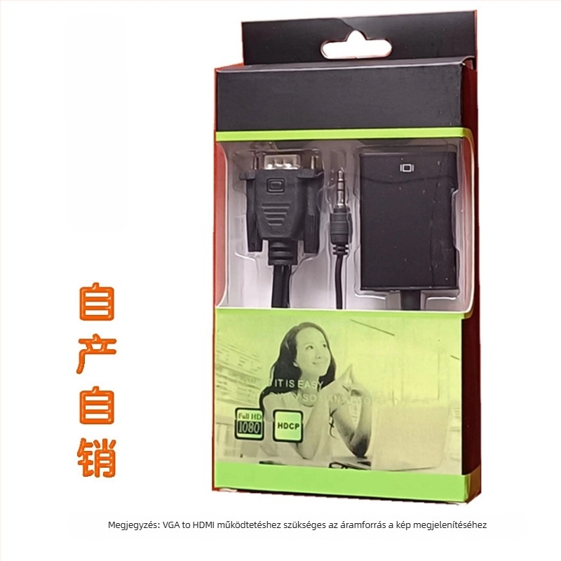 VGA–HDMI adapter, chip 9288 5621, 1080p, 1 bemenet, 2 kimenet, modell VGA-HDMI