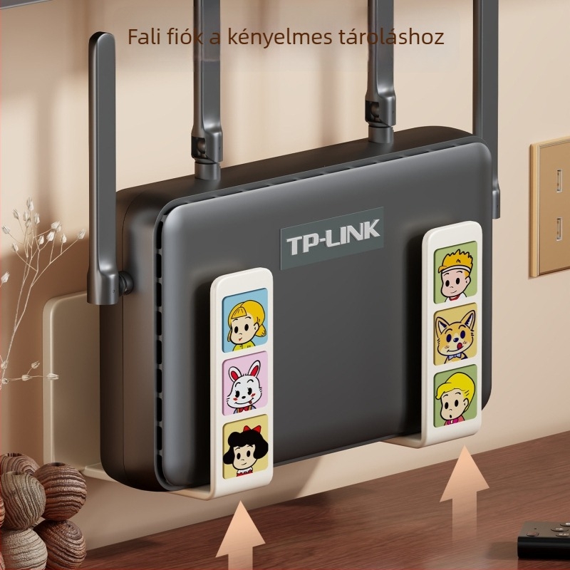 Falihoz rögzíthető router tartó, optikai modem és WiFi doboz számára – Szénacél, töbfunkciós, modern minimalista stílus, Modell 2365985190479693696