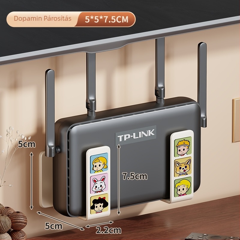 Falihoz rögzíthető router tartó, optikai modem és WiFi doboz számára – Szénacél, töbfunkciós, modern minimalista stílus, Modell 2365985190479693696