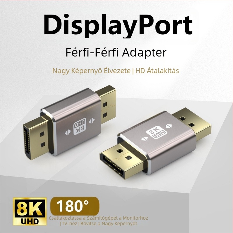 DP-átalakító adapter Mini DP-hez, monitorhoz és grafikus kártyához, DP interfész, egyfejű csatlakozó