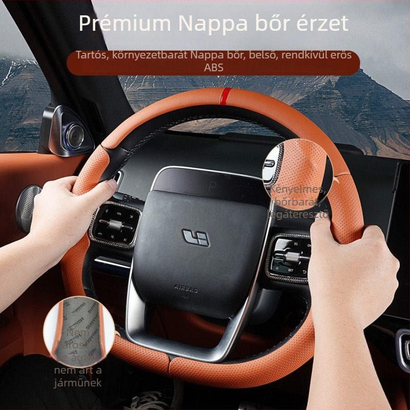 Háromrészes kormányvédő Nappa bőrből, csúszásmentes, lélegző, négy évszakos univerzális, Li Auto L6/L7/L8/L9 kompatibilis
