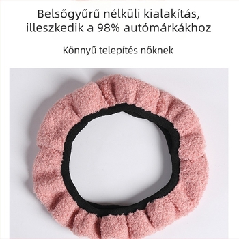 Autó kormányvédő huzat — plüss téli, csúszásmentes, szintetikus rost, univerzális felszerelés