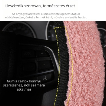 Autó kormányvédő huzat — plüss téli, csúszásmentes, szintetikus rost, univerzális felszerelés