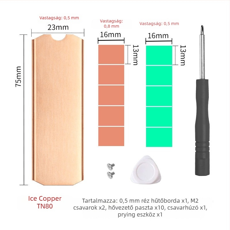 Cold Che TN Series M.2 SSD réz hűtő, 1 hőcső, 50 g, csendes