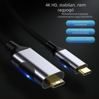Type-C–tól Mini HDMI adapter kábel, HDMI interfész, LT8711GX chip, 10 Gbps adatátvitel, hossz 1–3 m, ónnal bevont rézvezeték