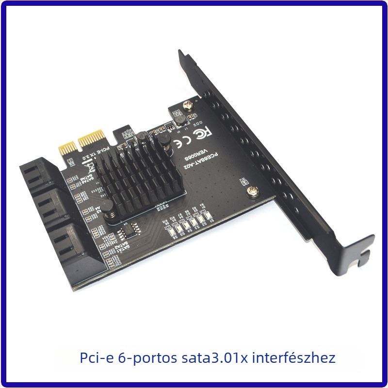 PCIe–SATA bővítő kártya, 6/8/10-portos, SATA 3.0, ASM1166/JMB575 vezérlő, PCIe 3.0, 6000 MB/s