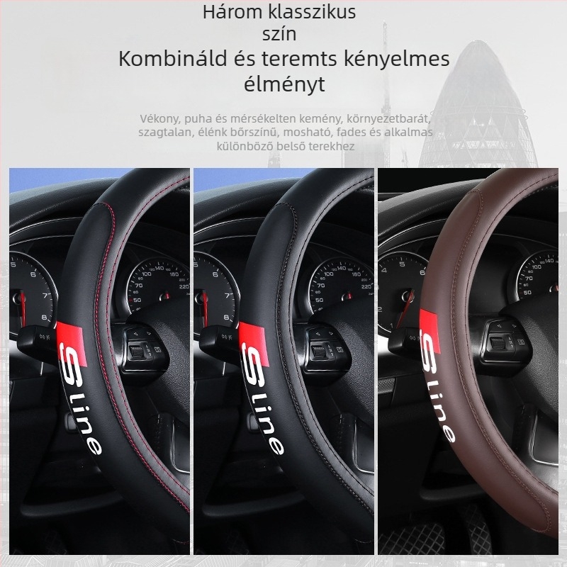 Audi kormánykerékvédő - mikroszálas bőr, sportos stílus, négy évszakos, univerzális