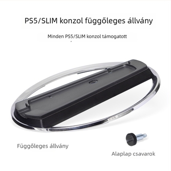 PS5 függőleges tartó – ABS + rozsdamentes acél, vertikális hőelvezető alap, kompatibil PS5 Slim, PS5 és PS5 Pro