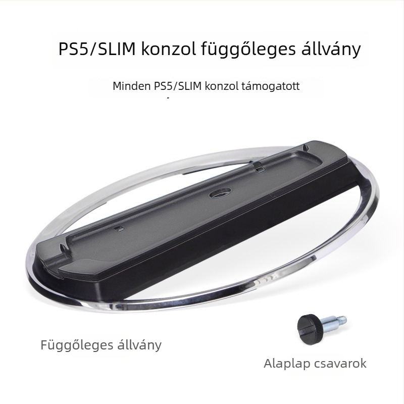 PS5 függőleges tartó – ABS + rozsdamentes acél, vertikális hőelvezető alap, kompatibil PS5 Slim, PS5 és PS5 Pro