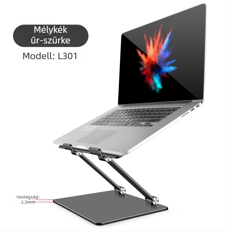 Laptop támasz hűtőállvány, alumíniumötvözet, összecsukható, modell 007, 1,52 kg