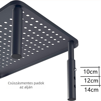 Pasheng PS-MS01 vasból készült magasságállító monitorállvány, három szintű állítás, szerszámmentes szerelés, anyag: vas, tömeg: 1.1 kg, asztali számítógépekhez és notebookokhoz