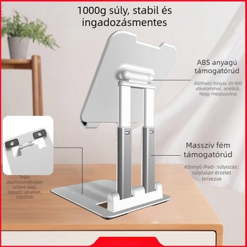 Alumíniumötvözetes asztali állvány tabletekhez, állítható alap