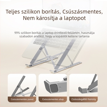 HP ZJ20 alumíniumötvözetes laptop állvány, magasságban állítható hűtőállvány gaming laptopokhoz, összecsukható és hordozható, stabil, fémből készült
