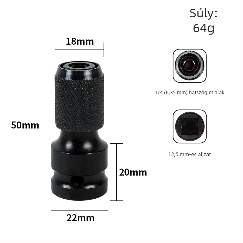 Juboshi elektromos fúró hosszabbító csatlakozó, szénacél anyag, többfunkciós átalakító fej, univerzális kompatibilitás