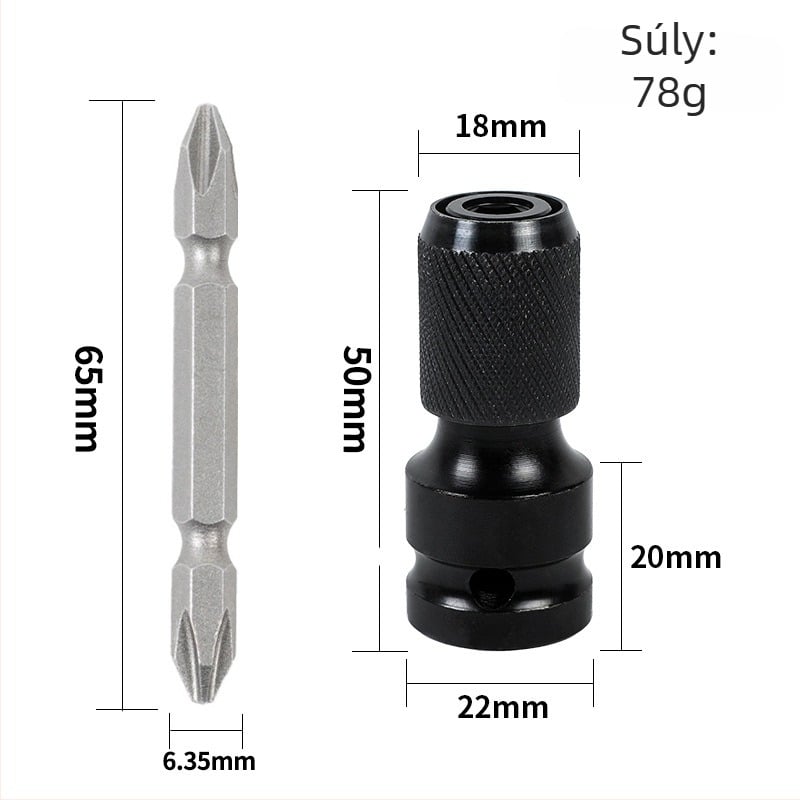 Juboshi elektromos fúró hosszabbító csatlakozó, szénacél anyag, többfunkciós átalakító fej, univerzális kompatibilitás