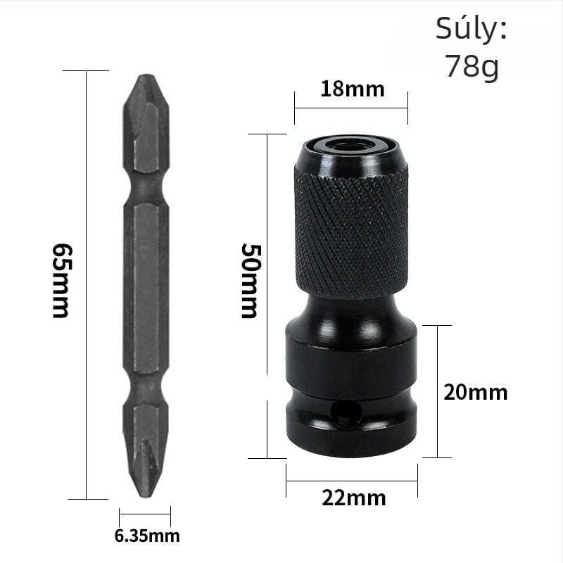 Juboshi elektromos fúró hosszabbító csatlakozó, szénacél anyag, többfunkciós átalakító fej, univerzális kompatibilitás