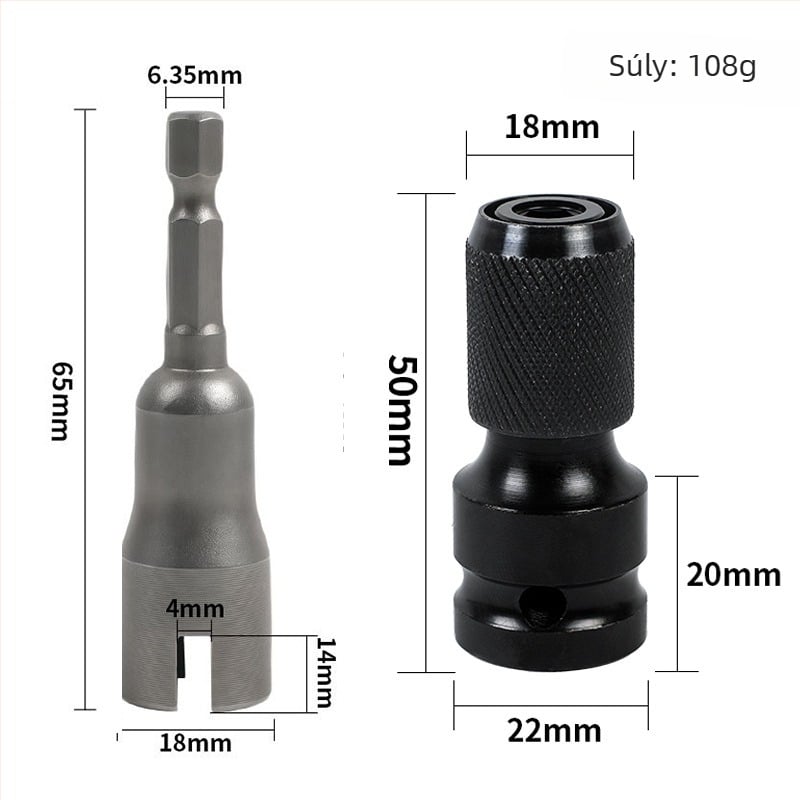 Juboshi elektromos fúró hosszabbító csatlakozó, szénacél anyag, többfunkciós átalakító fej, univerzális kompatibilitás