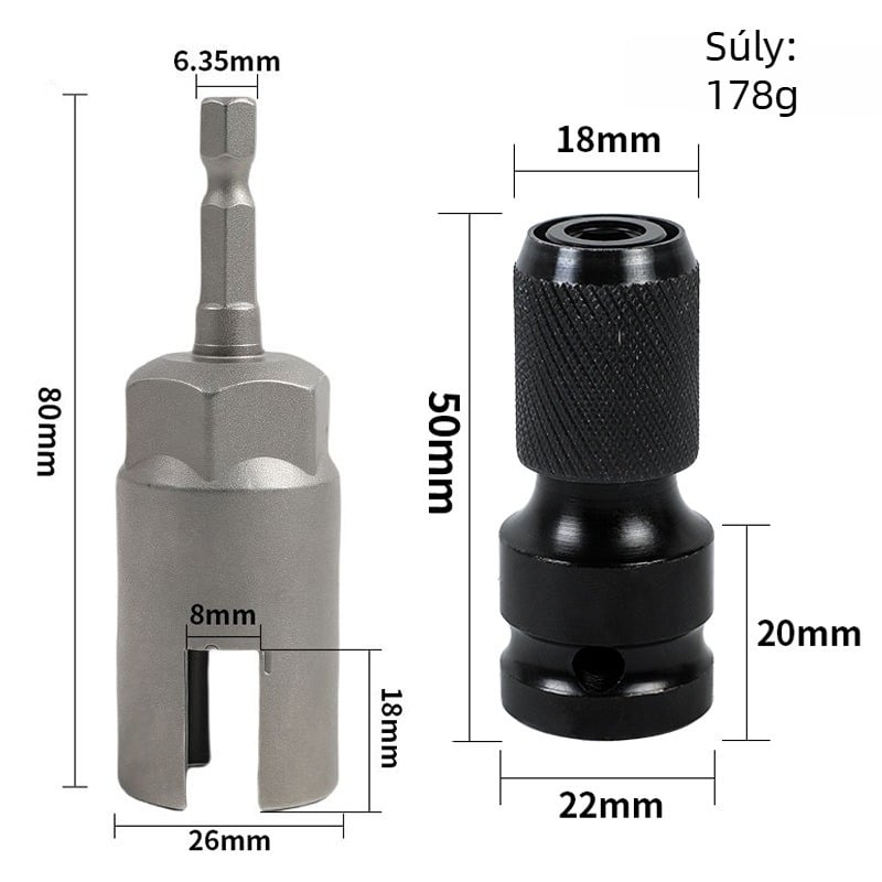 Juboshi elektromos fúró hosszabbító csatlakozó, szénacél anyag, többfunkciós átalakító fej, univerzális kompatibilitás