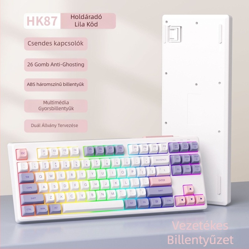 Vezetékes USB billentyűzet numerikus billentyűzettel és többszínű háttérvilágítással asztali számítógépekhez