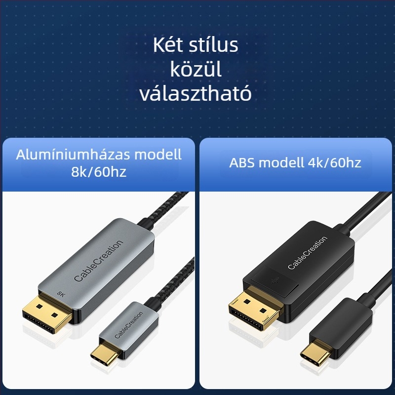 Type-C a DP 1.4 bővítő dokklaptopokhoz, 8K60Hz támogatás • DP interfész • PS8468 chip • rézmag • alumínium/ABS ház • modell CD0736-G