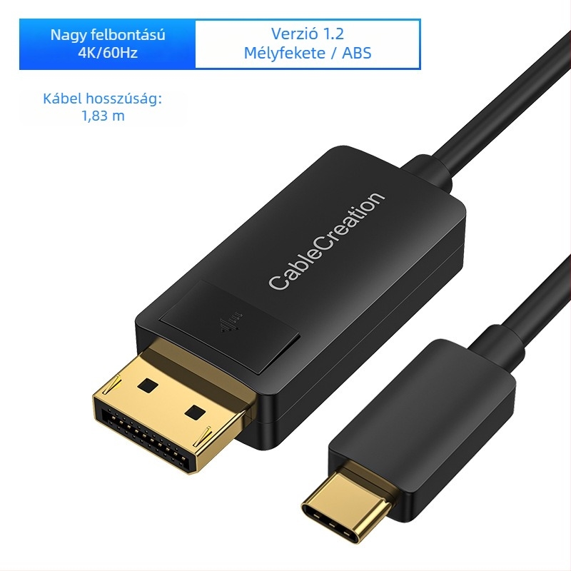 Type-C a DP 1.4 bővítő dokklaptopokhoz, 8K60Hz támogatás • DP interfész • PS8468 chip • rézmag • alumínium/ABS ház • modell CD0736-G