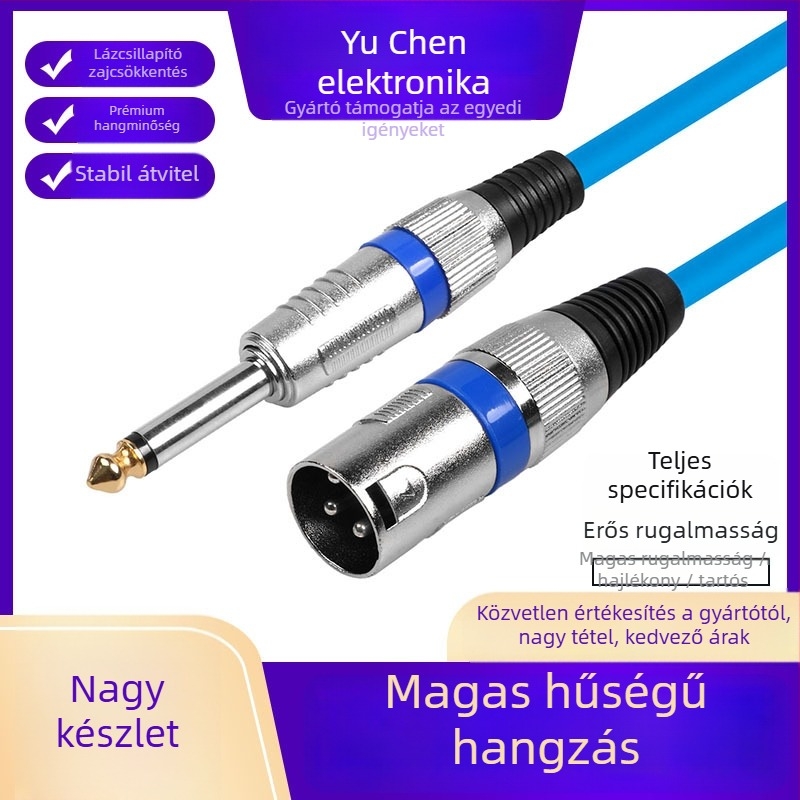XR-026 Audiókábel, 6,5 mm to XLR, aranyozott, oxigénmentes réz vezető, mag, mikrofonok, hangfalak, erősítők