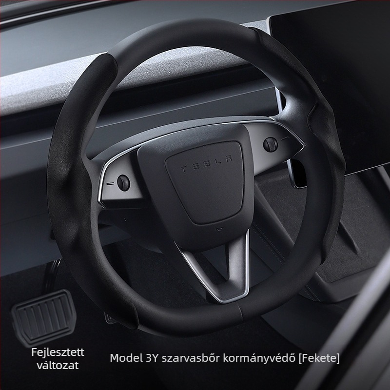 Tesla Model 3/Y/YL kormánykerék borítás, univerzális, minden évszakra, fehér velúr dekoratív kiegészítő