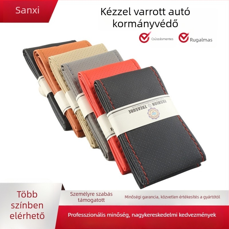 Kézzel varrt volánvédő - univerzális illeszkedés, négy évszakos, műbőr, egyszínű minta, kézi és gépi varrással