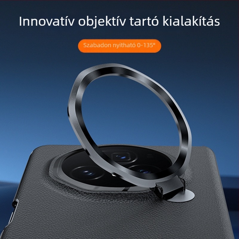 Honor MagicV3‑hoz készült bőr védőtok integrált központi tengellyel és teljes lefedéssel, zsanéros lencsetartó – VS3; valódi bőr; hőpréselés; hőelvezetés; kopás- és leesésállóság