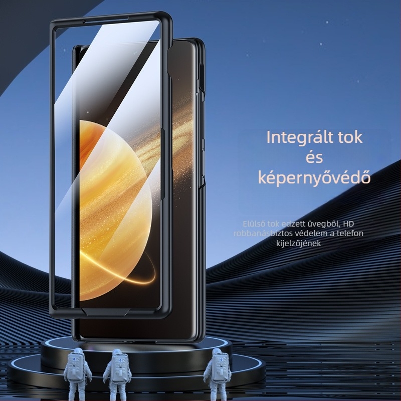 Honor MagicV3‑hoz készült bőr védőtok integrált központi tengellyel és teljes lefedéssel, zsanéros lencsetartó – VS3; valódi bőr; hőpréselés; hőelvezetés; kopás- és leesésállóság