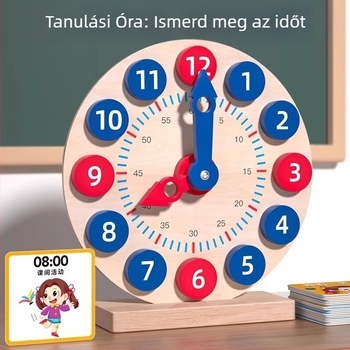 Fából készült oktató óra gyerekeknek 4–6 éveseknek, DIY-barát, nem elektromos, kézzel történő időtanulás