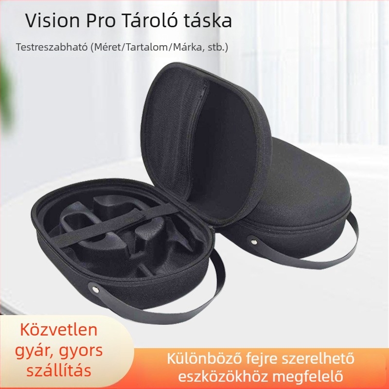 Vision Pro VR headset utazó védő kemény tok, kompatibil Vision Pro, anyaga Oxford vászon / filc / EVA, súly 550 g.