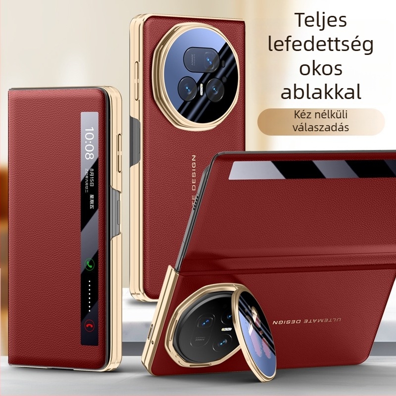 Honor Magic V5-höz flip-top PU tok, elektroplattált felülettel, csúszásmentes, ütésálló, ujjlenyomat-mentes, könnyed luxus stílus