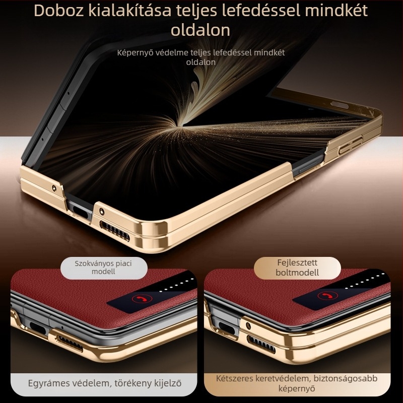 Honor Magic V5-höz flip-top PU tok, elektroplattált felülettel, csúszásmentes, ütésálló, ujjlenyomat-mentes, könnyed luxus stílus