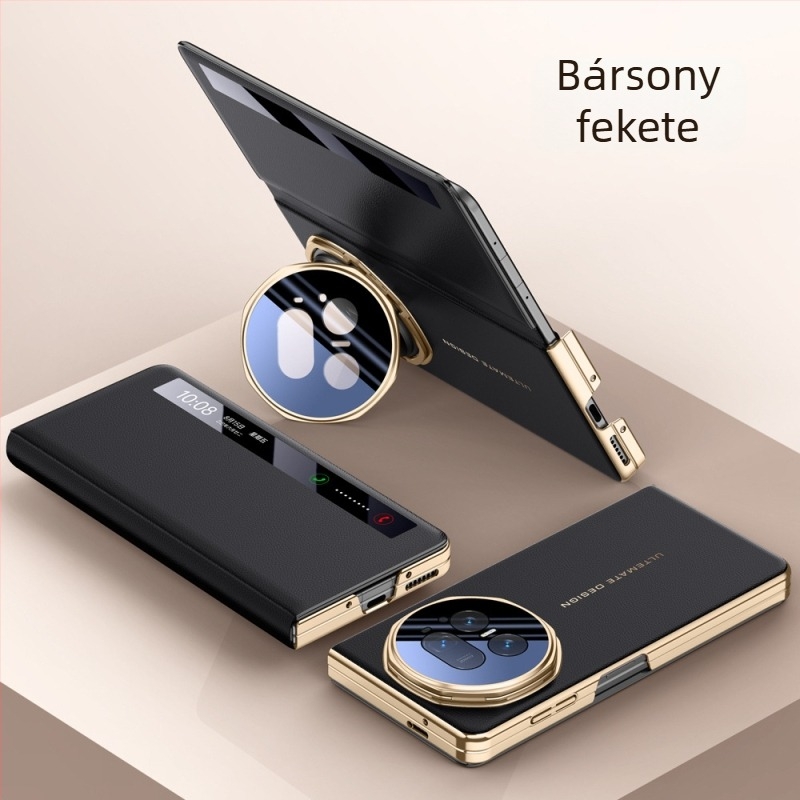 Honor Magic V5-höz flip-top PU tok, elektroplattált felülettel, csúszásmentes, ütésálló, ujjlenyomat-mentes, könnyed luxus stílus