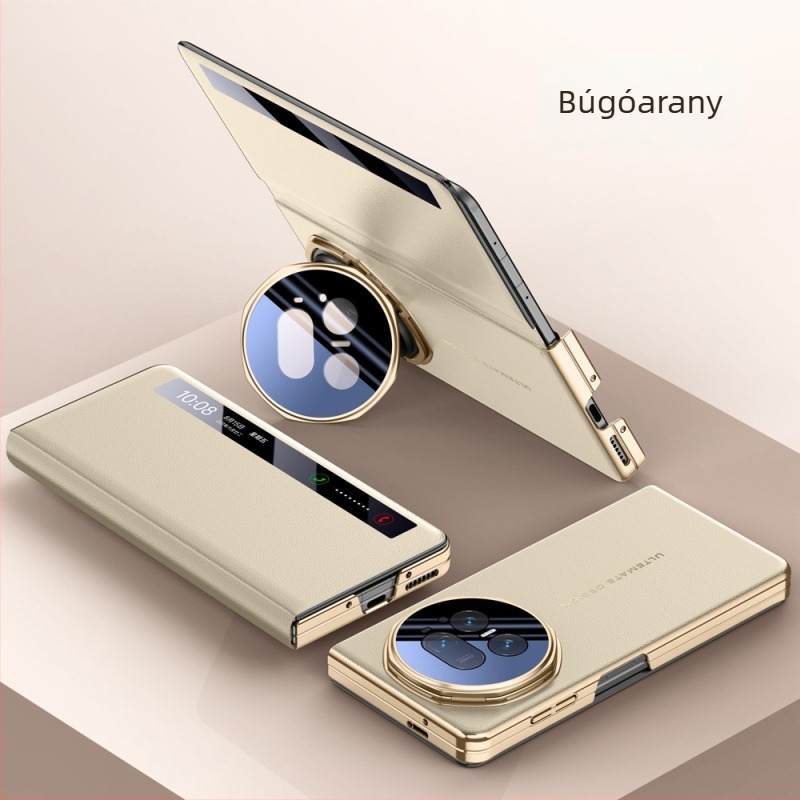 Honor Magic V5-höz flip-top PU tok, elektroplattált felülettel, csúszásmentes, ütésálló, ujjlenyomat-mentes, könnyed luxus stílus