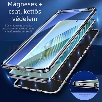 Huawei X50 telefonvédő tok üveg tükrös felülettel, mágneses, testreszabható