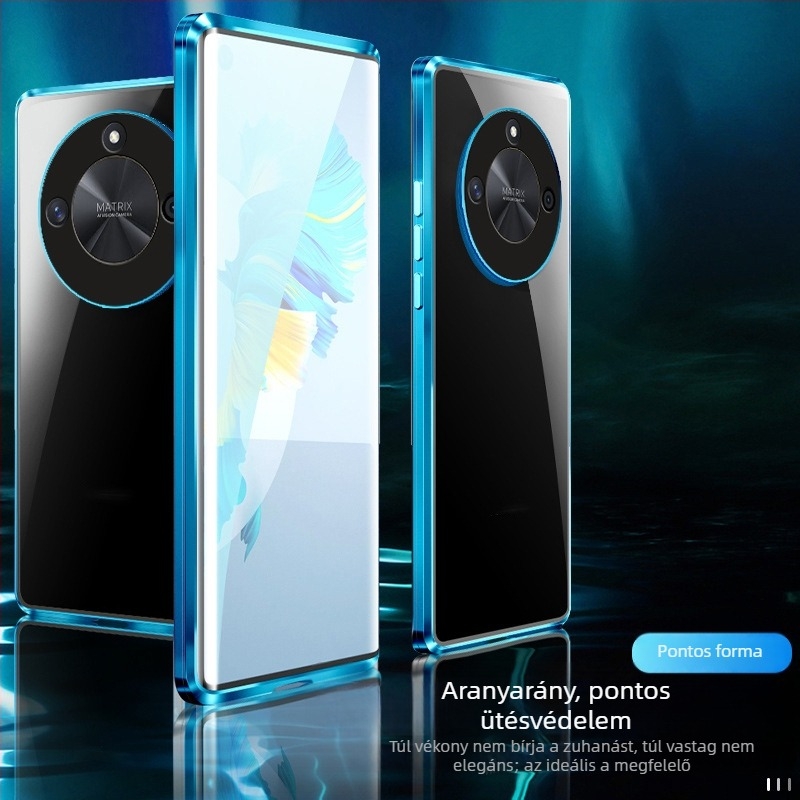 Huawei X50 telefonvédő tok üveg tükrös felülettel, mágneses, testreszabható