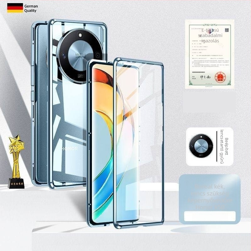 Huawei X50 telefonvédő tok üveg tükrös felülettel, mágneses, testreszabható